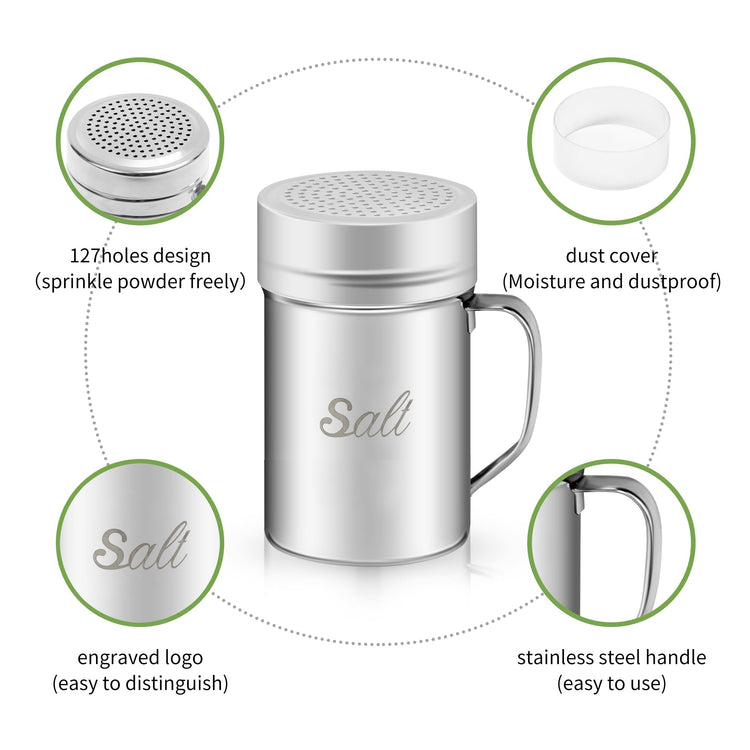 Stainless Steel Salt and Pepper Shakers Set (14 Ounce)