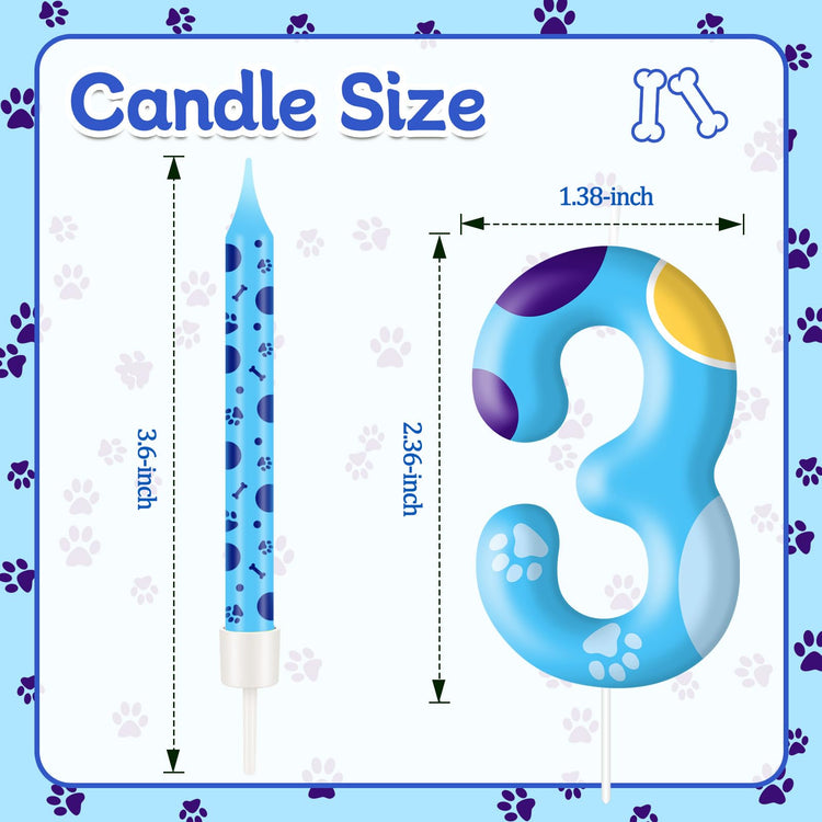 13PCS Blue Dog Paw Birthday Candles Set Cake Topper Numeral Birthday Candles for Boy Girl Dog Paw Decoration (13 Count)