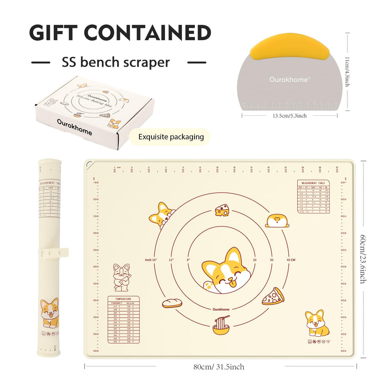 Silicone Baking Mat Sheet and Pastry Dough Cutter