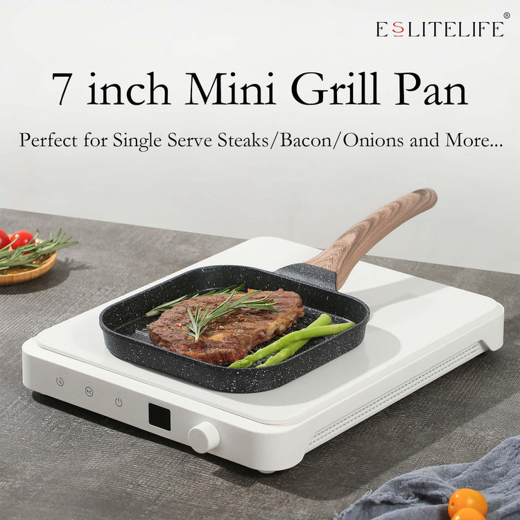 7 Inch Nonstick Small Grill Pan for Indoor Cooking