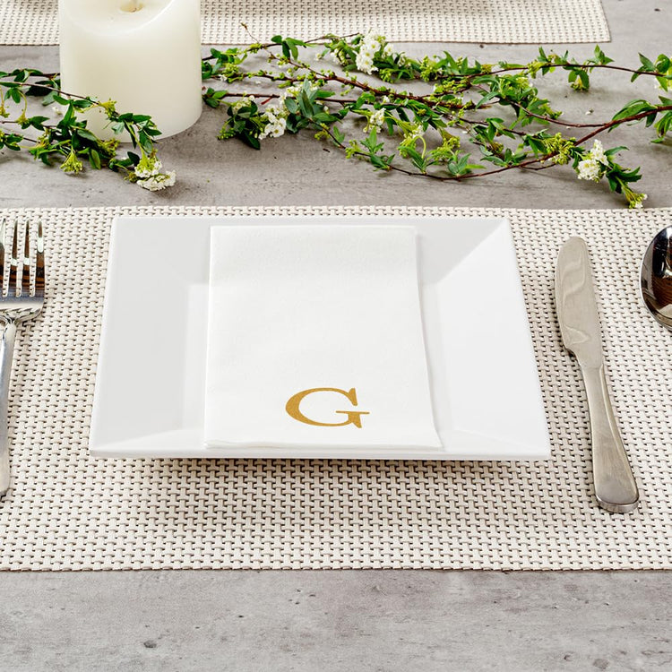 Paper Rectangle Gold Letter g Linen (50 Count)