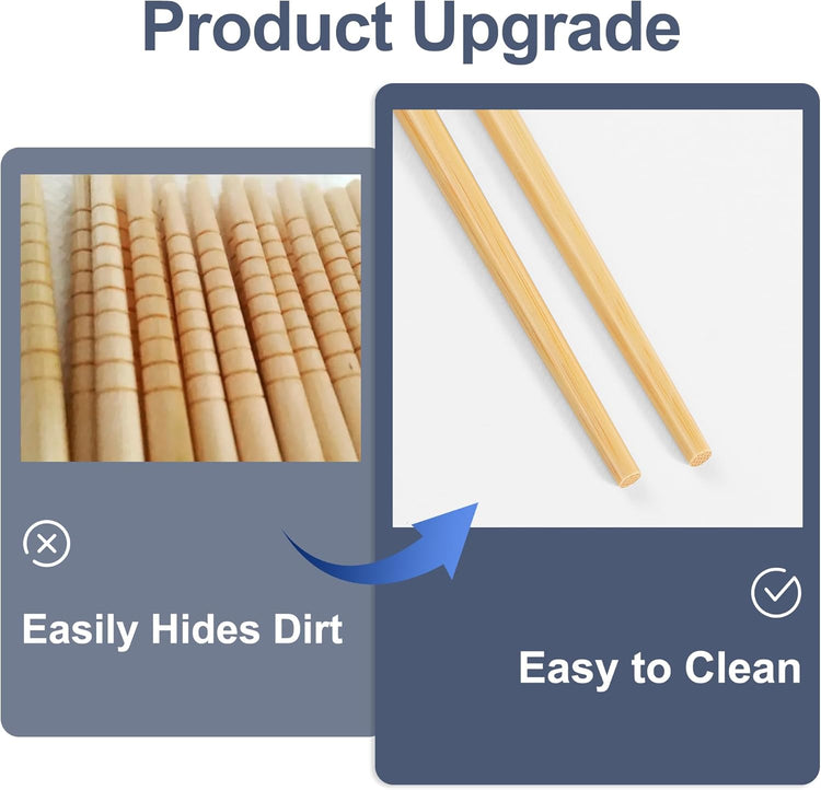 10Pairs Bamboo Chopsticks Reusable | Dishwasher Safe | Non slip | Chinese -(9.45in)
