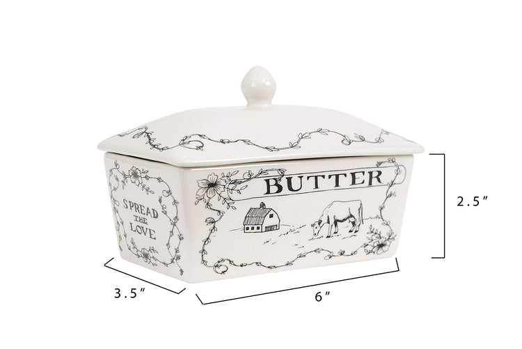 Country Stoneware Butter Dish with Lid