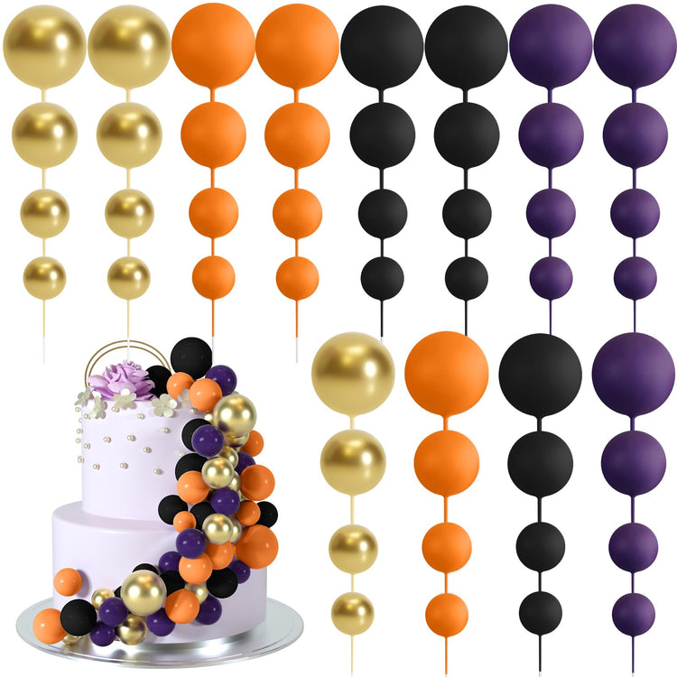 48 Pcs Balls Cake Topper Decorations Balloon Cupcake Toppers Foam Cake Topper Balls Cake Balls Decorations for Halloween Birthday Party Wedding Cake Decorating (48 Count)