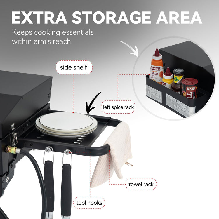 PD3001 3 Burner Propane Gas Griddle with Collapsible Stand