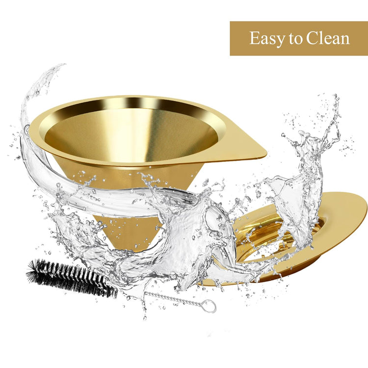 Pour Over Coffee Dripper Reusable Coffee Filter Paperless Coffee Filter Stainless Steel Pour Over Coffee Maker Cone Coffee Dripper for 1