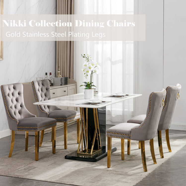 Grey Velvet Dining Chairs Set of 4 (4 Count)