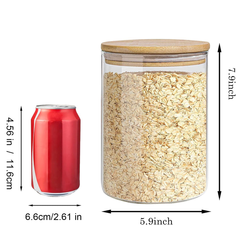 Glass Storage Jars Set Elegant Containers with Airtight Bamboo Lids
