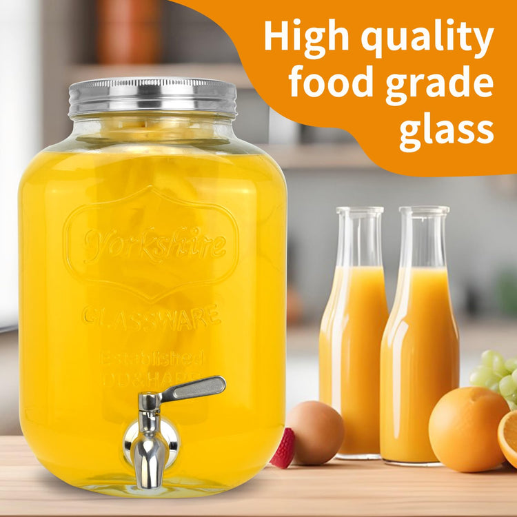 Glass Beverage Dispenser With Stainless Steel Spigot