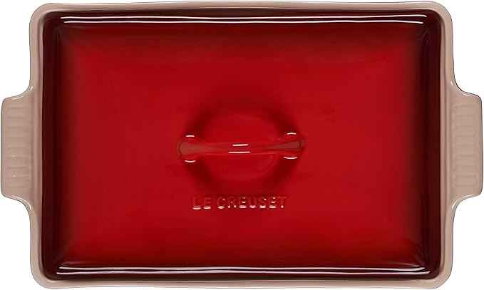 Le Creuset Stoneware Heritage Covered Rectangular Casserole, 4 qt. (12" x 9"), Cerise