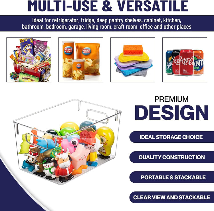 Clear Plastic Storage Bins (8 Count)
