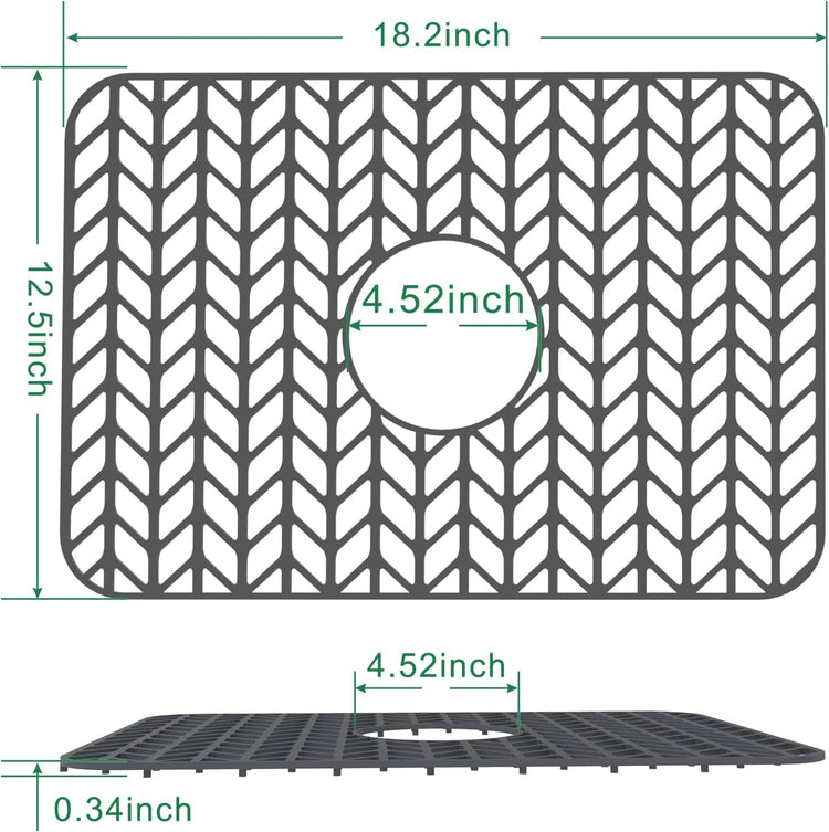 GUUKIN Sink Protectors for Kitchen Sink Grid 18-3/16" X 12-1/2" | Centered Drain for Single Sink Bowl with Corner Radius 4-11/16"