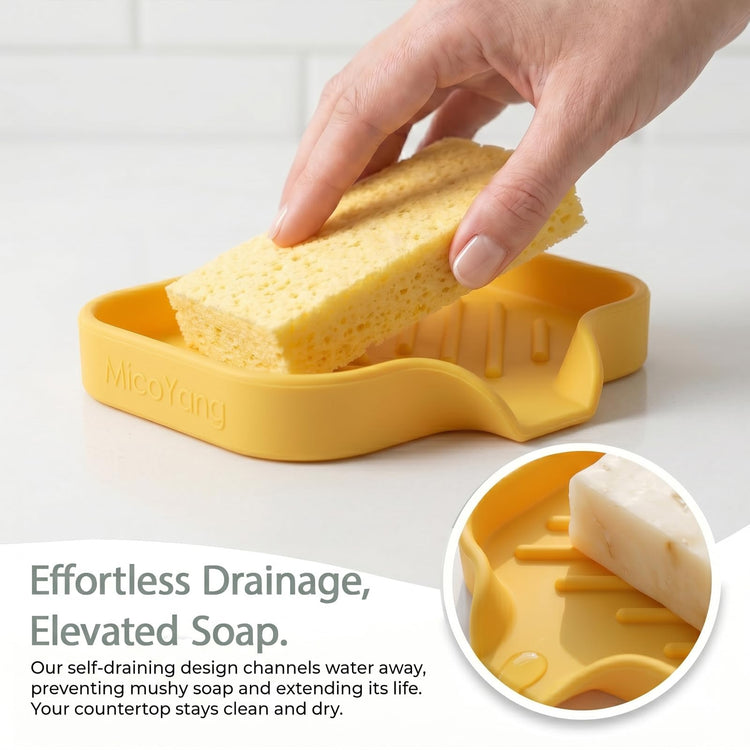 Silicone Soap Dish with Drain Spout