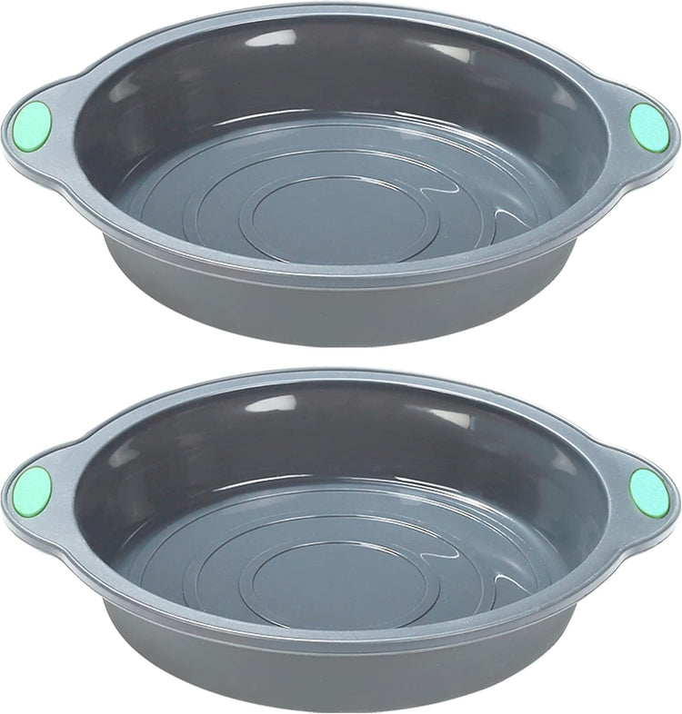To encounter 9 Inch Silicone Round Cake Pans, 2 Pack Nonstick Silicone Baking Pans Set, Food Grade Cake Molds, with Metal Reinforced Frame More Strength