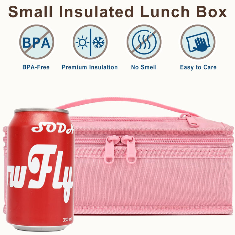 Small Insulated Lunch box Portable Soft Bag Mini Cooler Thermal Meal Tote Kit with Handle for Work & School