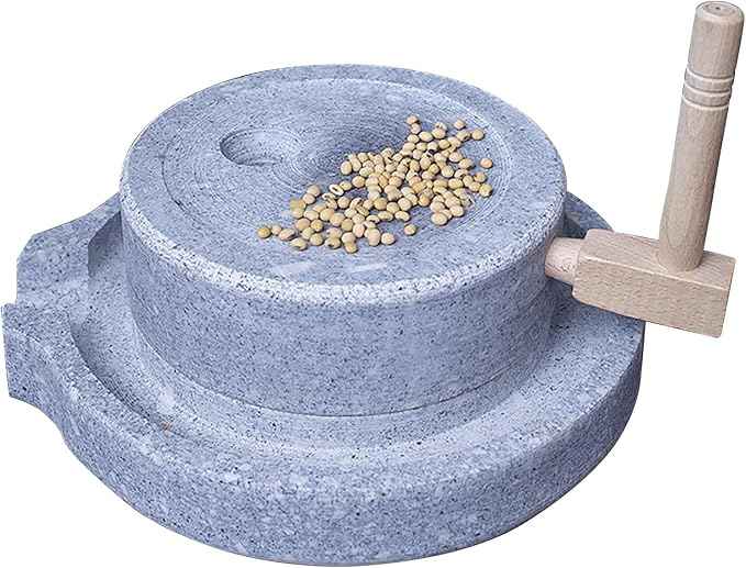 Traditional Stone Grain Mill-Natural Spice Grinder,Dry/Wet Graphite Machine,Perfect Kitchen Tool For Healthy Cooking(35cm/13.8in)
