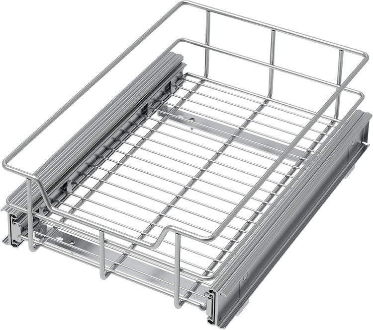 Pull Out Cabinet Organizer 9" W X 17" D, Slide Out Drawers For Kitchen Organizers and Storage, Pull Out Drawers For Cabinets Capacity Heavy Duty Caddy, Cabinet Shelves Chrome-Plated, Bathroom Pantry