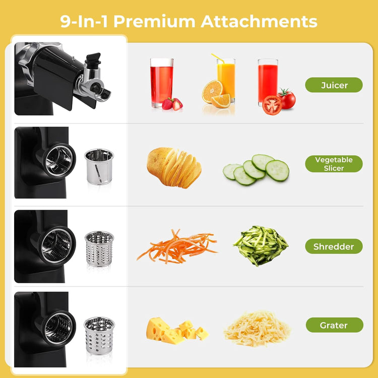 Meat Grinder Electric 9-In-1 Grinder 1700W For Meat with Attachments Sausage Maker, Kubbe Kit Stainless Steel Juicer, 3 Grinding Plates Meat Grinder for Home & Kitchen