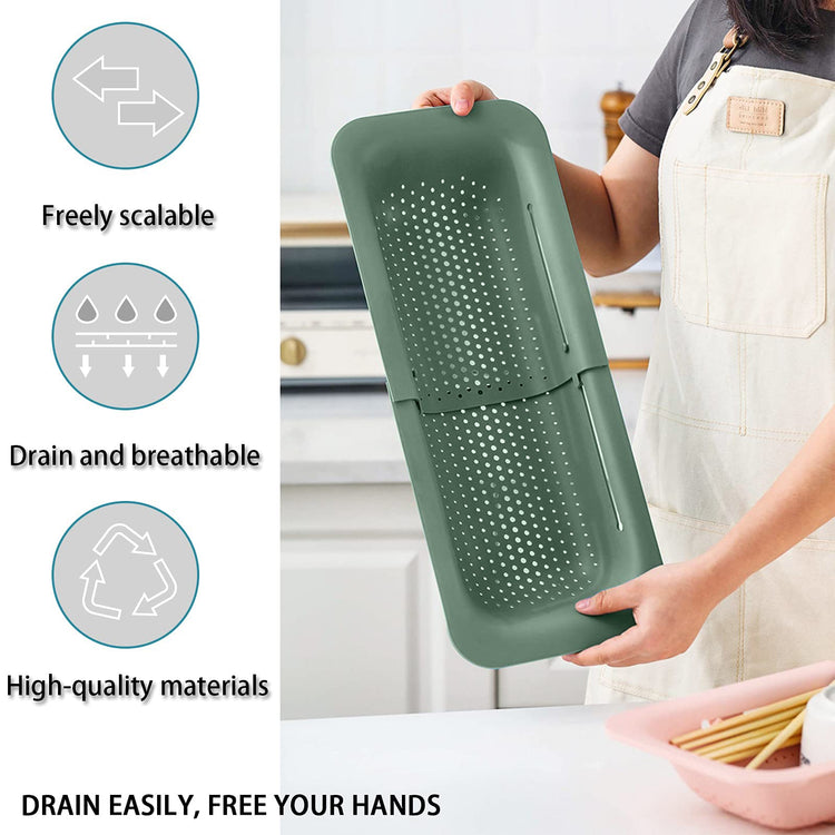 Collapsible Sink Colanders and Strainers Basket Extendable Plastic Fruit Vegetable Strainer Drainer Basket for Kitchen