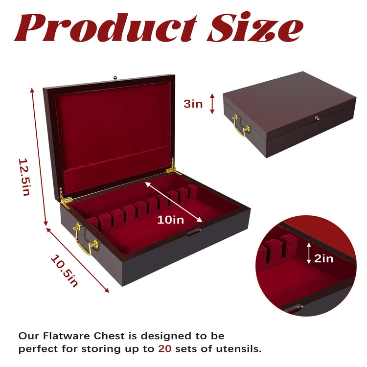 Silverware Storage Box Solid Wood with Lid