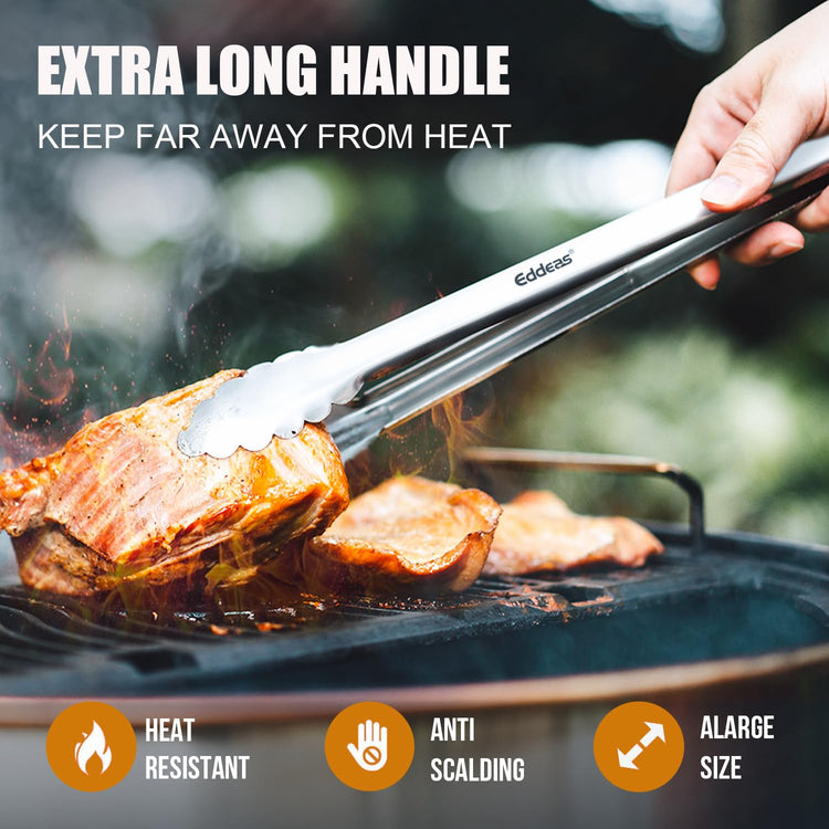 Grill Tongs UP TO 600°F Metal BBQ Tongs For Cooking 2PCS 12" 17 INCH (2 Count)