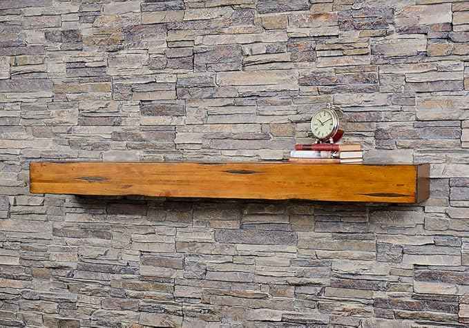MANTELSDIRECT Breckenridge 48” Fireplace Mantel Shelf with Corbels – Rustic Floating Mantel Shelf for Over Fireplace – Chestnut - Wood Shelf for Wall – Pine Box Construction
