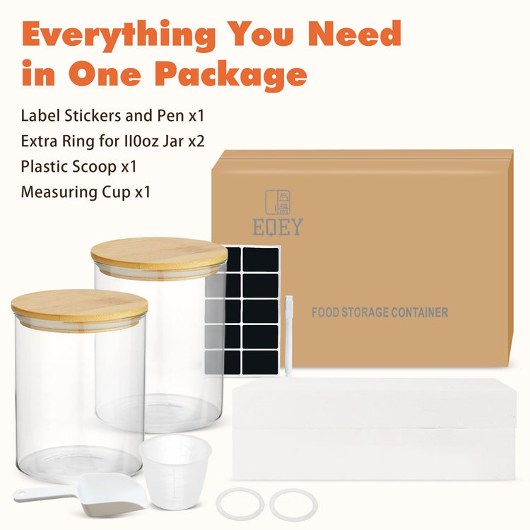 Glass Storage Jars Set Elegant Containers with Airtight Bamboo Lids