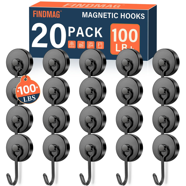 20 Pack Black Magnet Hooks (20 Count)