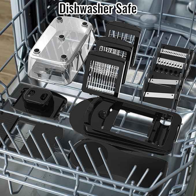 12 Blade All-in-1 Vegetable Chopper Mandoline Slicer with Container, Spiralizer with Containers, Food Chopper, Onion Chopper, Veggie Cutter for Salad, Kitchen Gadgets Accessories Essentials, Black