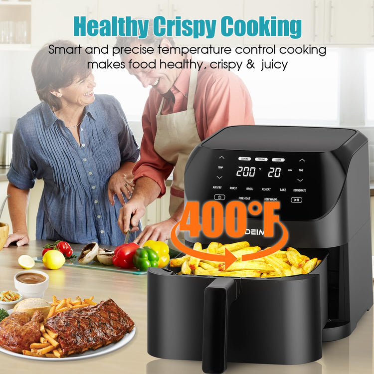 Air Fryer 6.2 QT Large Capacity Oilless Hot Air Fryers Oven 1500W Healthy Cooker with 8 Presets