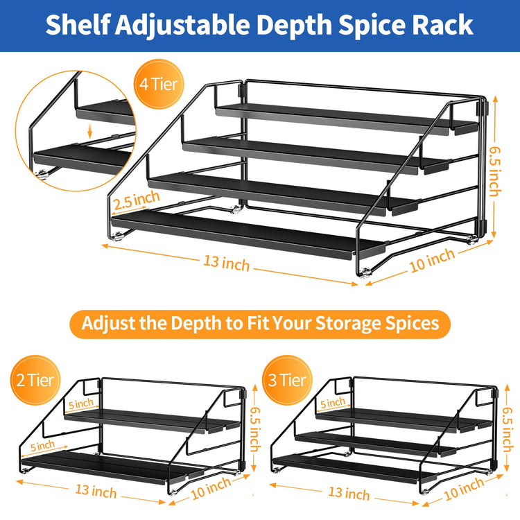 4 Tier Spice Rack Organizer (2 Count)