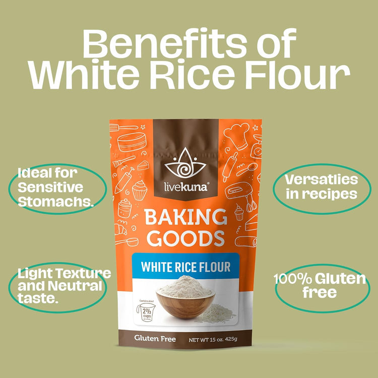 LiveKuna - White Rice Flour, Superfine White Rice Flour, Alternative for Brown Rice Flour, Thai Rice Flour, and Sweet Rice Flour - Nestoria