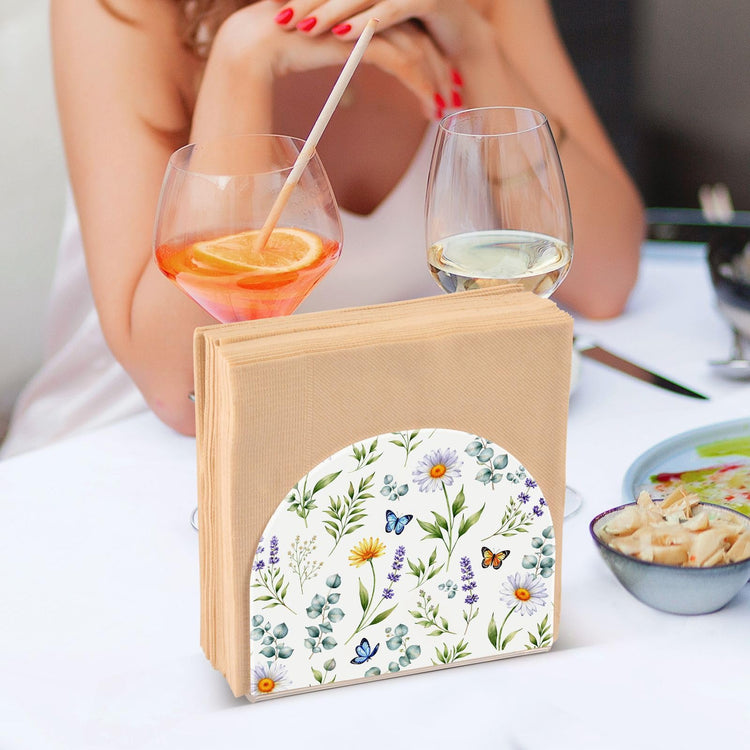 Wildflowers Butterflies Botanical Napkin Holder for Table Paper Napkins Holder Acrylic Tissue Dispenser Kitchen Dining Room Bathroom Party Car Decor