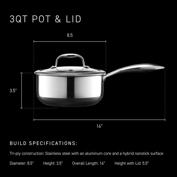 3QT Hybrid Nonstick Saucier with Lid