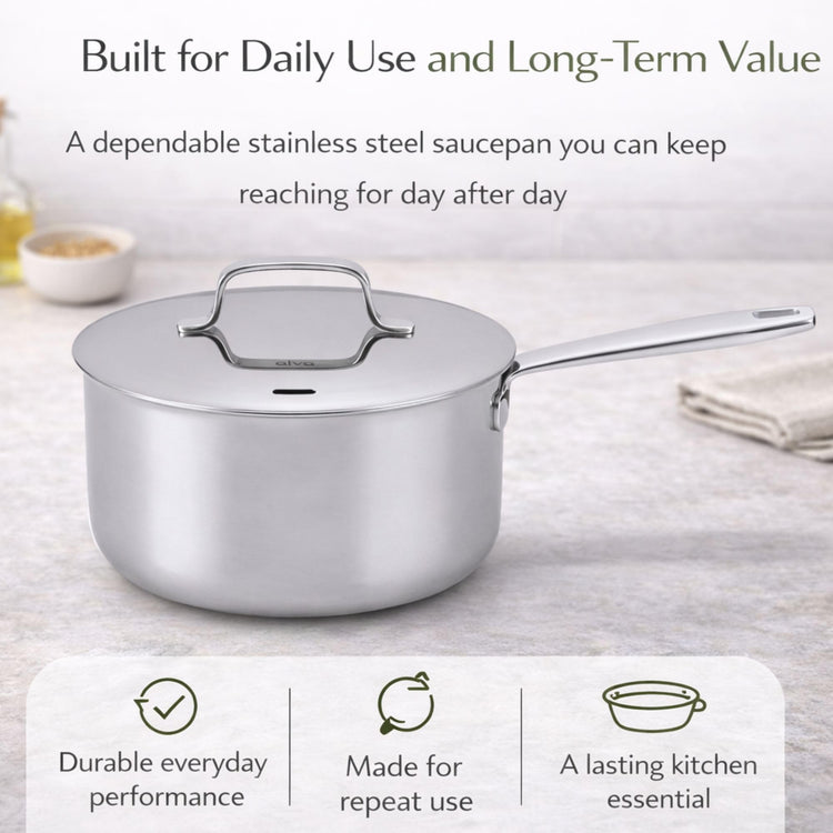 Maestro 1.7 Qt Stainless Steel Saucepan with Lid Measurement Marks