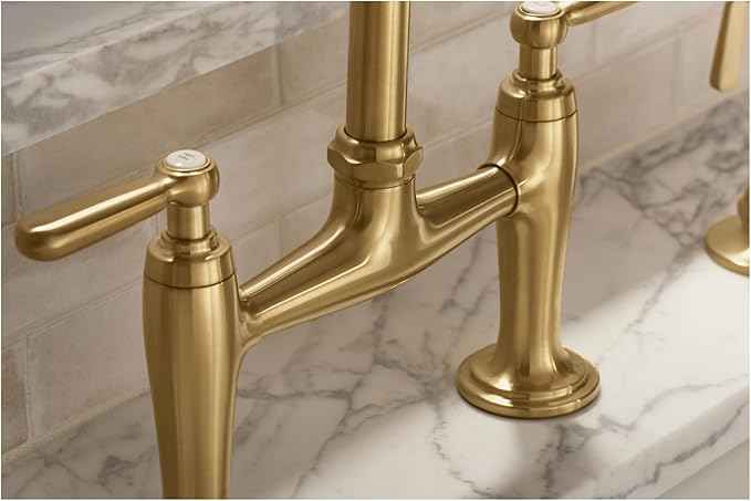 Kohler K28356-2MB Edalyn by Studio McGee 1.5 GPM Widespread Bridge Kitchen Faucet - Includes Side Spray Vibrant Brushed Moderne Brass