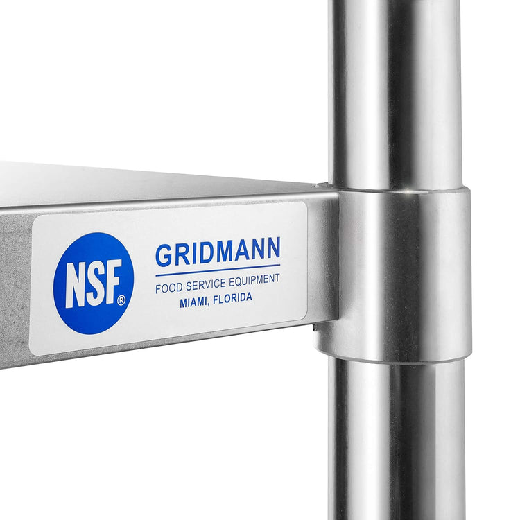 GRIDMANN Stainless Steel Kitchen Prep Table 72 x 24 Inches with Backsplash & Under Shelf, NSF Commercial Work Table for Restaurant and Home