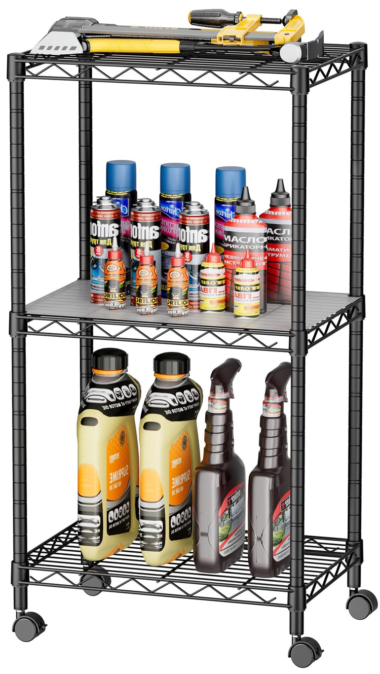 Small Wire 3 Adjustable Shelves Pantry Metal Shelf Floor Organizer