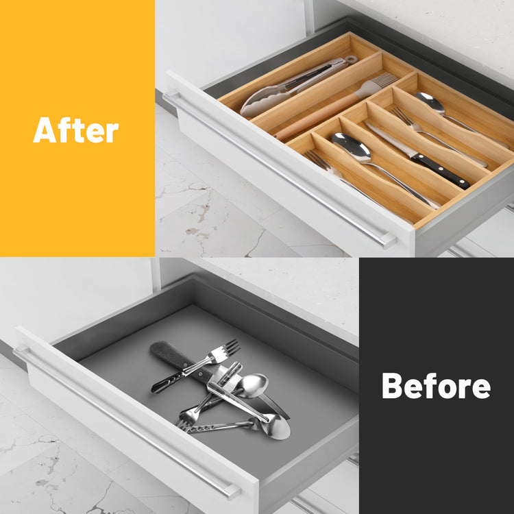 Kitchen Bamboo Silverware Organizer