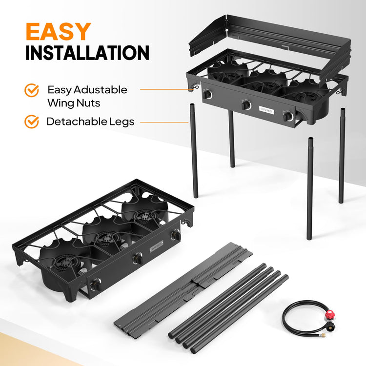 3 Burner Propane Gas Stove with Carrying Bag
