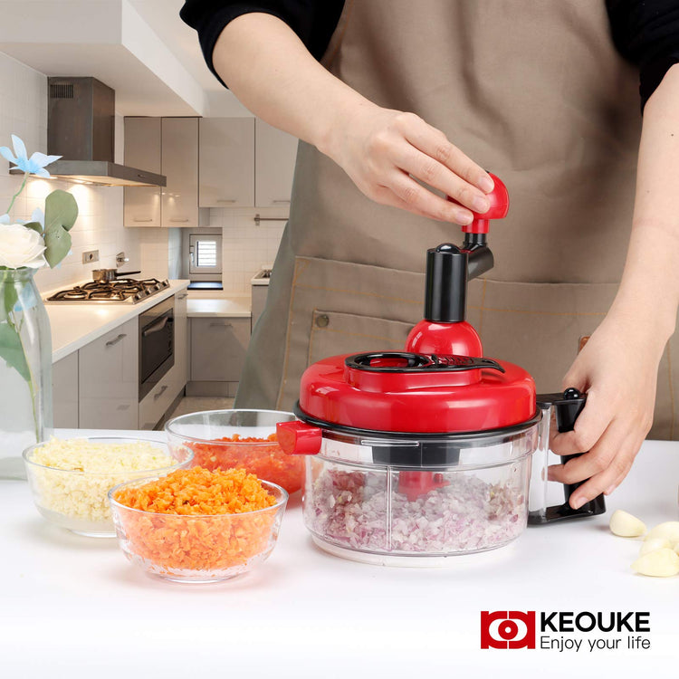 Hand Crank Food Chopper Red