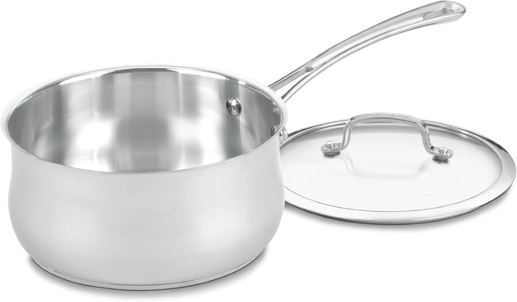 Cuisinart 4193-20 Contour Stainless 3-Quart Saucepan with Glass Cover, Silver - Nestoria
