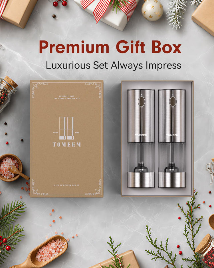 Larger Capacity Rechargeable Electric Salt and Pepper Grinder Set (2 Count)