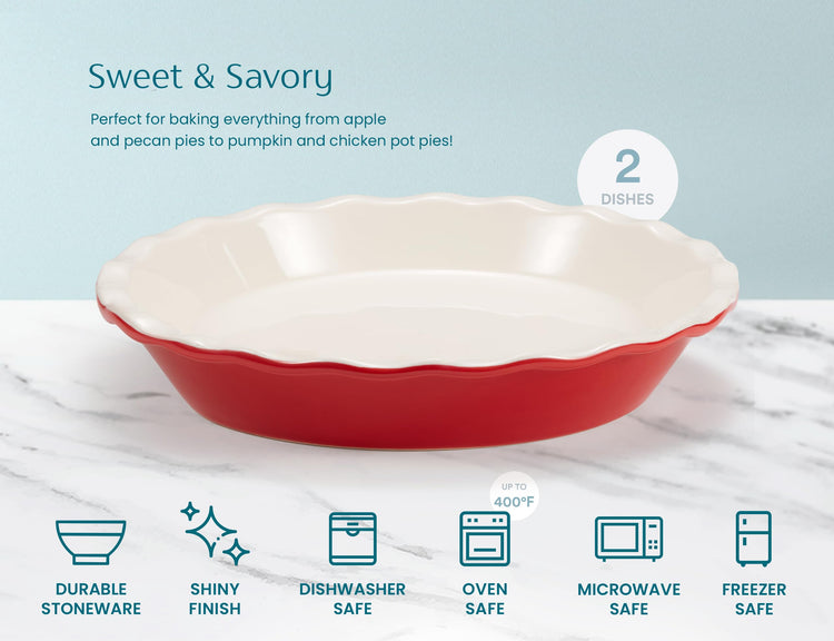 Pie Pan Ceramic Reusable Round Pie Dish (2 Count)