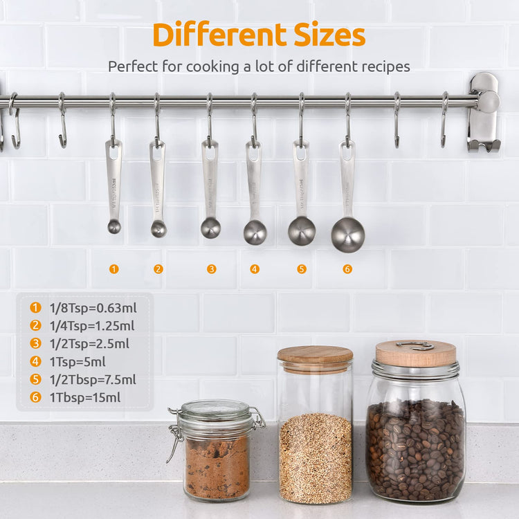 18 8 Stainless Steel Measuring Spoons Set of 6