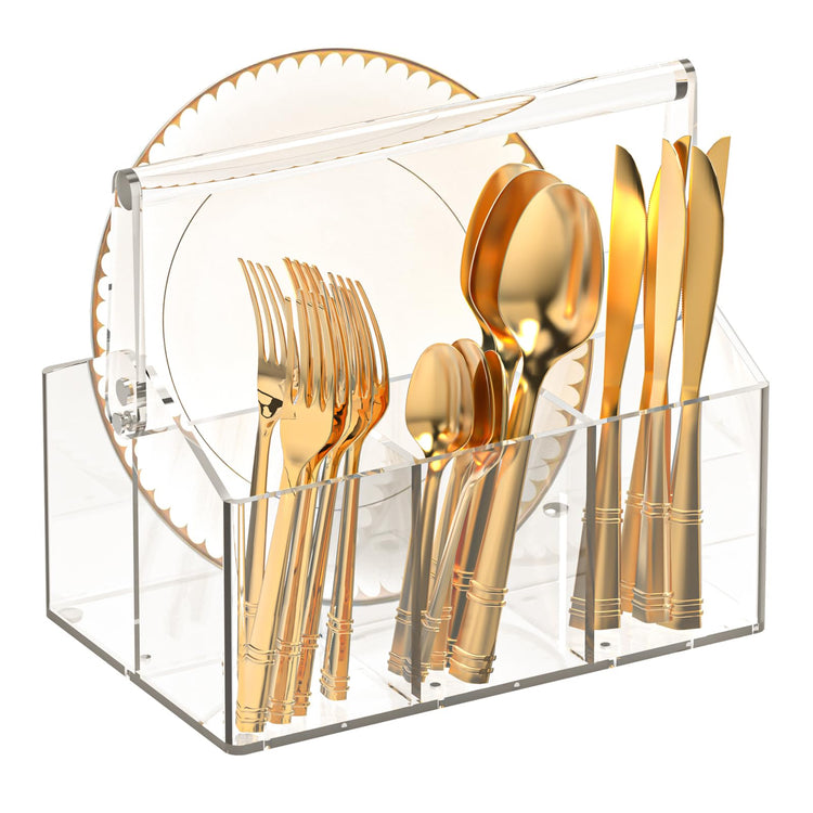 Acrylic Utensil Caddy.Silverware Organizer For Picnic Party