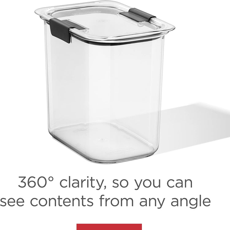Rubbermaid Brilliance Plastic Food Storage Pantry Baking Set, 3 Containers with Lids (6 Pieces Total), BPA-Free, Clear