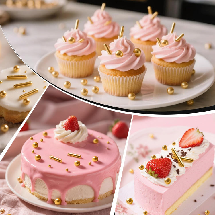 Gold Pearl Rods Sprinkles for Cake Decorating (5.29 Ounce)