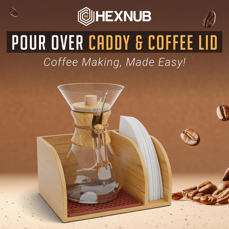 Pour Over Caddy with Lid for Chemex Bodum Cosori Coffee Makers Brown