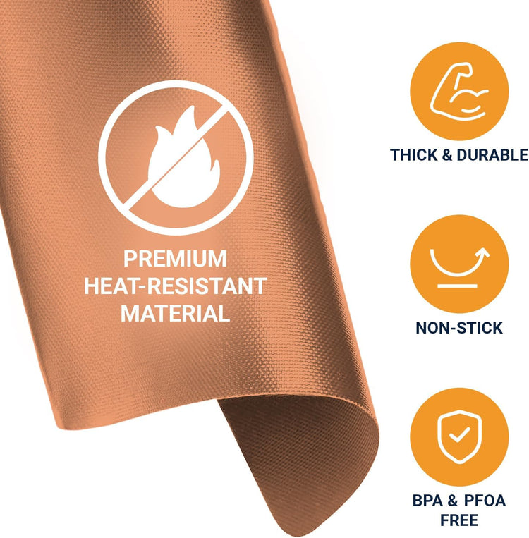 Toaster Oven Liners for Bottom of Oven (4 Pack) Reusable Non-Stick Heat Resistant Toaster Liners, Compatible with Ninja, Cuisinart, Emeril Lagasse & More, Toaster Mat, 12"x12" (Copper)